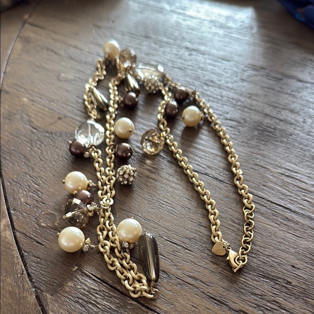 Stella & Dot Gold and Brown Layered Necklace